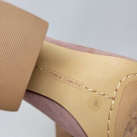 Vince Camuto | Nahara Leather Lace up Stacked Heel Shoes Blush Pink - Picture 13 of 13